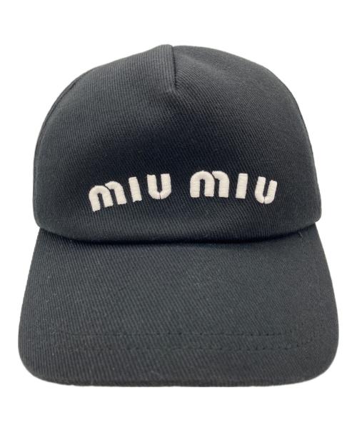 MIU MIU（ミュウミュウ）MIU MIU (ミュウミュウ) ベースボールキャップ ブラック サイズ:SIZE Mの古着・服飾アイテム