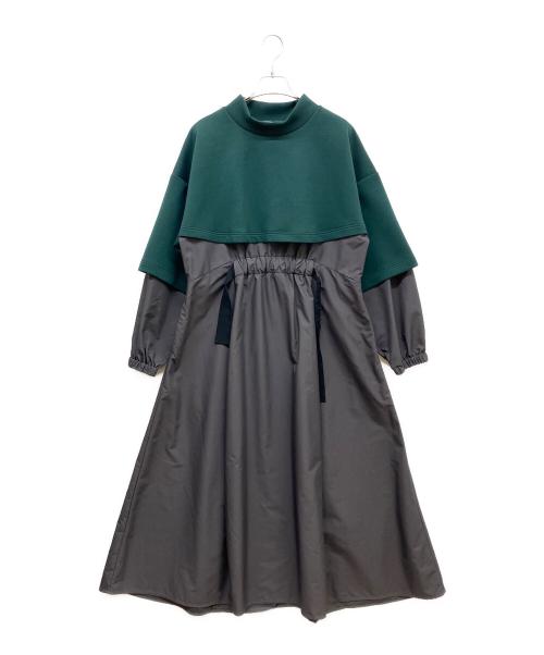 nagonstans（ナゴンスタンス）nagonstans (ナゴンスタンス) combination dress グリーン×グレー サイズ:MEDIUMの古着・服飾アイテム