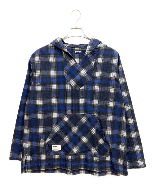 schoot（ショット）schoot (ショット) BAJA HOODED OMBRE NEL SHIRT ブルー×ブラック サイズ:-の古着・服飾アイテム