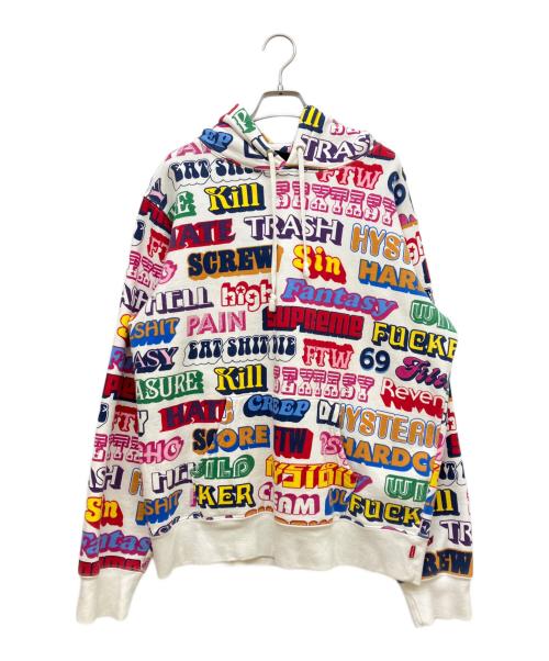 Hysteric Glamour（ヒステリックグラマー）Hysteric Glamour (ヒステリックグラマー) SUPREME (シュプリーム) Text Hooded Sweatshirt ホワイト サイズ:SIZE Mの古着・服飾アイテム