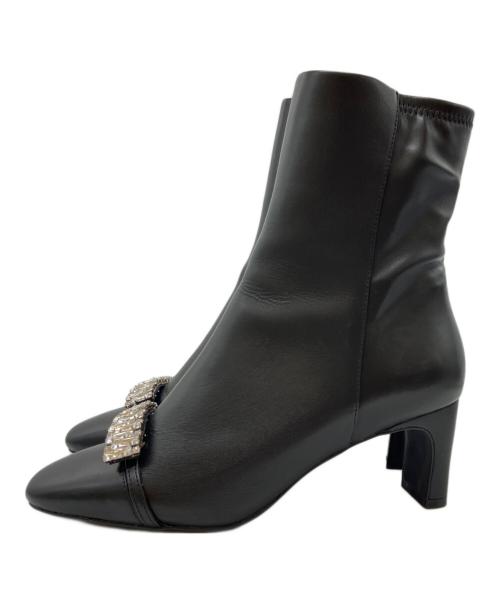 CELFORD（セルフォード）CELFORD (セルフォード) ラインビジューショートブーツ ブラック サイズ:24.5の古着・服飾アイテム