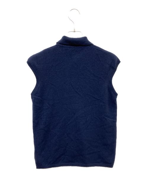 JIL SANDER（ジルサンダー）JIL SANDER (ジルサンダー) カシミヤノースリーブニットポロシャツ ネイビー サイズ:34の古着・服飾アイテム