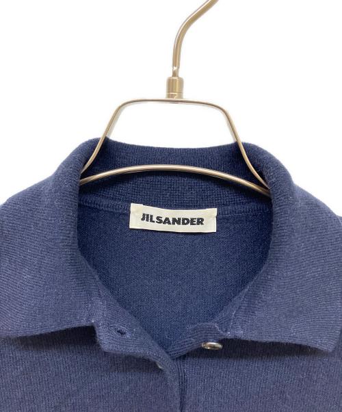 JIL SANDER（ジルサンダー）JIL SANDER (ジルサンダー) カシミヤノースリーブニットポロシャツ ネイビー サイズ:34の古着・服飾アイテム