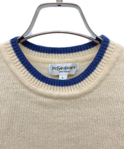 Yves Saint Laurent（イヴサンローラン）Yves Saint Laurent (イヴサンローラン) ウールニット ネイビー×アイボリー サイズ:Lの古着・服飾アイテム