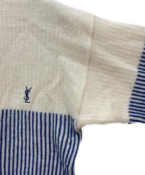 Yves Saint Laurent（イヴサンローラン）Yves Saint Laurent (イヴサンローラン) ウールニット ネイビー×アイボリー サイズ:Lの古着・服飾アイテム
