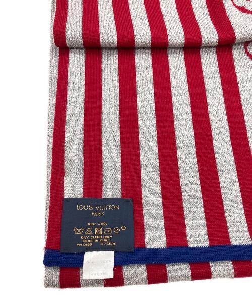 LOUIS VUITTON（ルイ ヴィトン）LOUIS VUITTON (ルイ ヴィトン) エシャルプ・モノグラム ストライプス グレー×レッドの古着・服飾アイテム