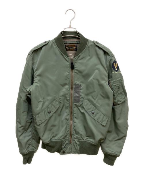 HOUSTON（ヒューストン）HOUSTON (ヒューストン) L-2B FLIGHT JACKET カーキ サイズ:LARGEの古着・服飾アイテム