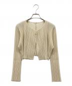 PLEATS PLEASEプリーツプリーズ）の古着「プリーツカーディガン」｜ベージュ