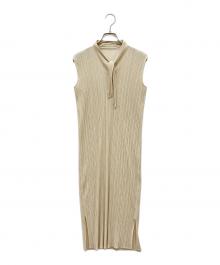 PLEATS PLEASE（プリーツプリーズ）の古着「ボウタイワンピース」｜ベージュ