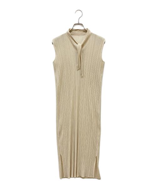 PLEATS PLEASE（プリーツプリーズ）PLEATS PLEASE (プリーツプリーズ) ボウタイワンピース ベージュ サイズ:3の古着・服飾アイテム