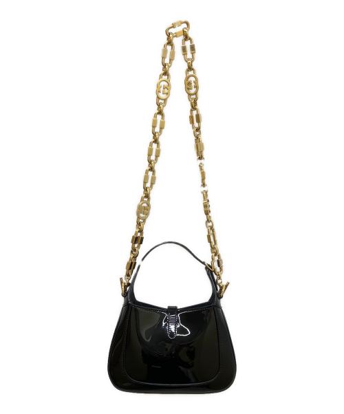GUCCI（グッチ）GUCCI (グッチ) エナメルミニショルダーバッグ ブラックの古着・服飾アイテム