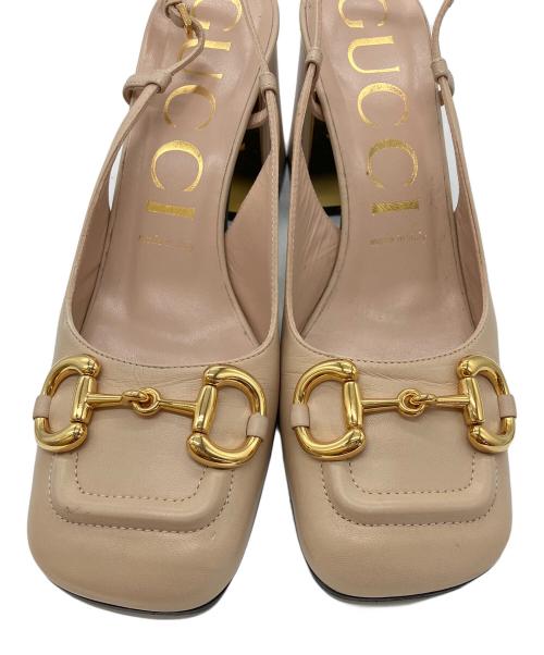 GUCCI（グッチ）GUCCI (グッチ) ホースビットスクエアトゥパンプス ベージュ サイズ:38の古着・服飾アイテム
