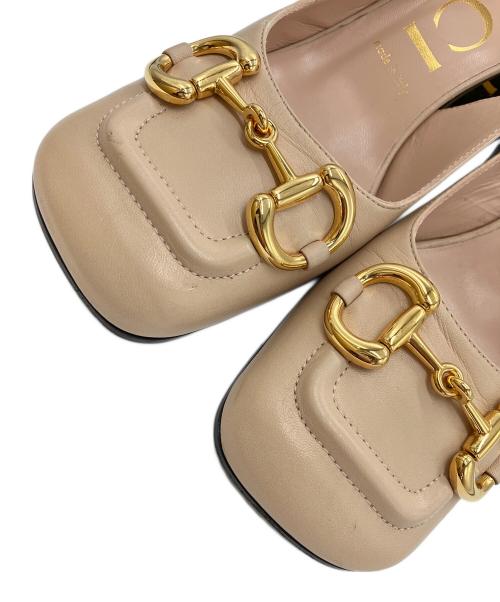 GUCCI（グッチ）GUCCI (グッチ) ホースビットスクエアトゥパンプス ベージュ サイズ:38の古着・服飾アイテム