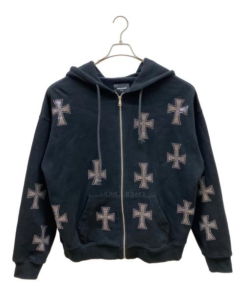 Unknown london（アンノウンロンドン）Unknown london (アンノウンロンドン) Rhinestone Zip Hoodie/ラインストーン ジップ フーディー ブラック サイズ:Lの古着・服飾アイテム