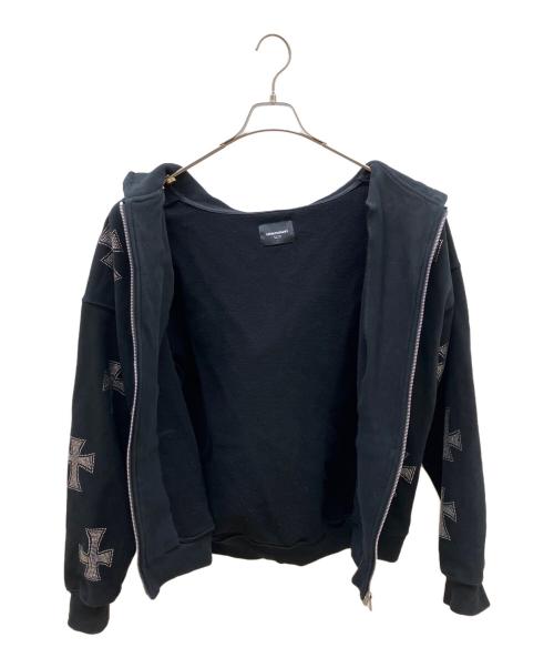 Unknown london（アンノウンロンドン）Unknown london (アンノウンロンドン) Rhinestone Zip Hoodie/ラインストーン ジップ フーディー ブラック サイズ:Lの古着・服飾アイテム