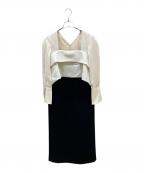 Adam et Ropeアダム エ ロペ）の古着「ペプラムドレス」｜ホワイト×ブラック