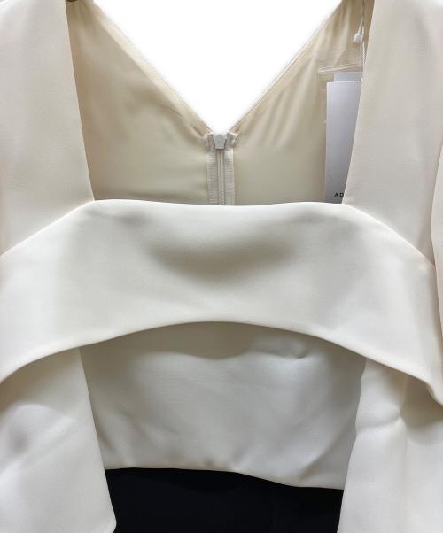 Adam et Rope（アダム エ ロペ）Adam et Rope (アダム エ ロペ) ペプラムドレス ホワイト×ブラック サイズ:36 未使用品の古着・服飾アイテム