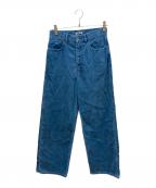 AURALEEオーラリー）の古着「PIGMENT DYE FINX CORDUROY WIDE 5P PANTS/ピグメントダイフィンクスコーデュロイワイド5ポケットパンツ」｜ブルー