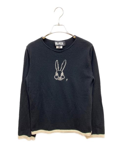 BLACK COMME des GARCONS（ブラックコムデギャルソン）BLACK COMME des GARCONS (ブラックコムデギャルソン) ウサギ柄ニットプルオーバー ブラック サイズ:Sの古着・服飾アイテム