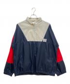 adidasアディダス）の古着「ナイロンウォームアッププルオーバージャケット」｜ネイビー×ホワイト