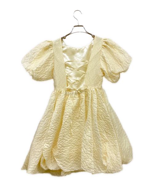 Treat Urself（トリートユアセルフ）Treat Urself (トリートユアセルフ) バルーンフラワー ジャカード ワンピース イエロー サイズ:Fの古着・服飾アイテム