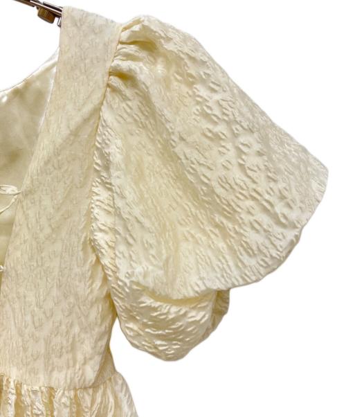 Treat Urself（トリートユアセルフ）Treat Urself (トリートユアセルフ) バルーンフラワー ジャカード ワンピース イエロー サイズ:Fの古着・服飾アイテム