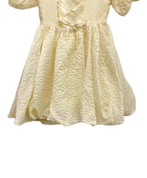 Treat Urself（トリートユアセルフ）Treat Urself (トリートユアセルフ) バルーンフラワー ジャカード ワンピース イエロー サイズ:Fの古着・服飾アイテム