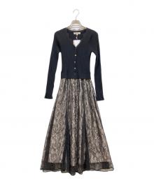 Apuweiser-riche（アプワイザーリッシェ）の古着「レーストリムドッキングワンピース」｜ブラック