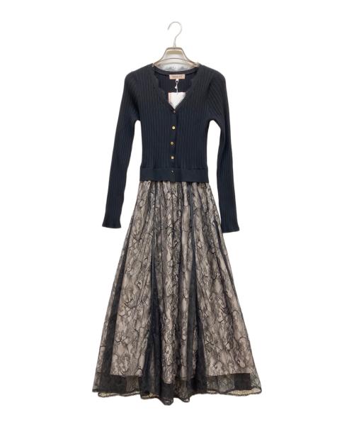 Apuweiser-riche（アプワイザーリッシェ）Apuweiser-riche (アプワイザーリッシェ) レーストリムドッキングワンピース ブラック サイズ:S 未使用品の古着・服飾アイテム