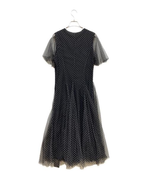 Tnewties（トゥエンティーズ）Tnewties (トゥエンティーズ) ドットチュールフレアドレス ブラック×ホワイト サイズ:Lの古着・服飾アイテム
