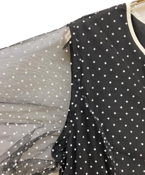 Tnewties（トゥエンティーズ）Tnewties (トゥエンティーズ) ドットチュールフレアドレス ブラック×ホワイト サイズ:Lの古着・服飾アイテム