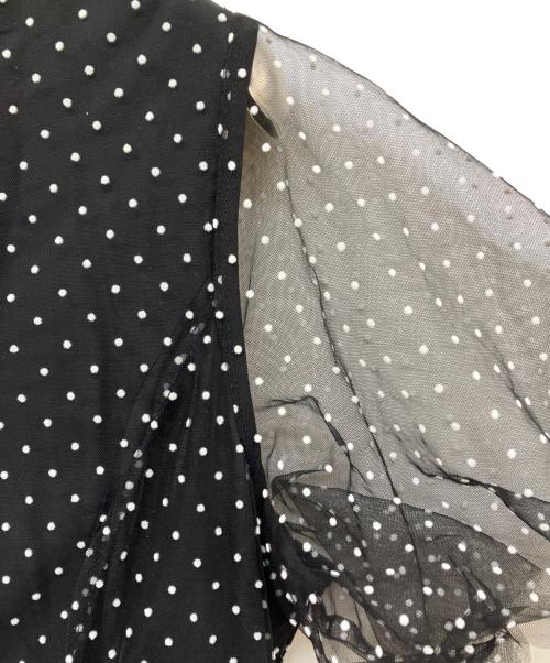 Tnewties（トゥエンティーズ）Tnewties (トゥエンティーズ) ドットチュールフレアドレス ブラック×ホワイト サイズ:Lの古着・服飾アイテム