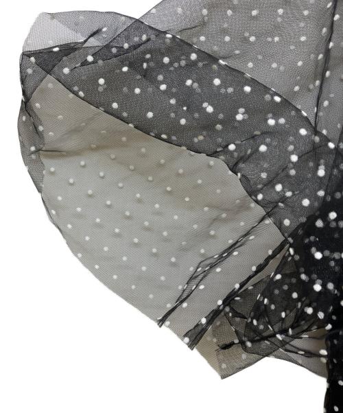 Tnewties（トゥエンティーズ）Tnewties (トゥエンティーズ) ドットチュールフレアドレス ブラック×ホワイト サイズ:Lの古着・服飾アイテム