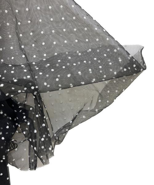 Tnewties（トゥエンティーズ）Tnewties (トゥエンティーズ) ドットチュールフレアドレス ブラック×ホワイト サイズ:Lの古着・服飾アイテム