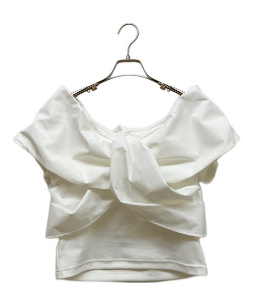 cygne（シーニュ）cygne (シーニュ) リボンオフショルトップス Paniel ホワイト サイズ:1の古着・服飾アイテム