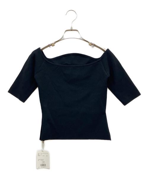 cygne（シーニュ）cygne (シーニュ) 半袖ニットオフショルトップス ブラック サイズ:1 未使用品の古着・服飾アイテム
