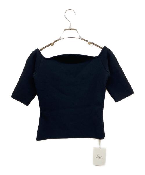 cygne（シーニュ）cygne (シーニュ) 半袖ニットオフショルトップス ブラック サイズ:1 未使用品の古着・服飾アイテム
