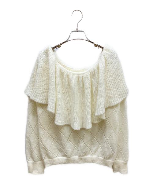 cygne（シーニュ）cygne (シーニュ) フリルカラー プルオーバー ニット ホワイト サイズ:SIZE Freeの古着・服飾アイテム