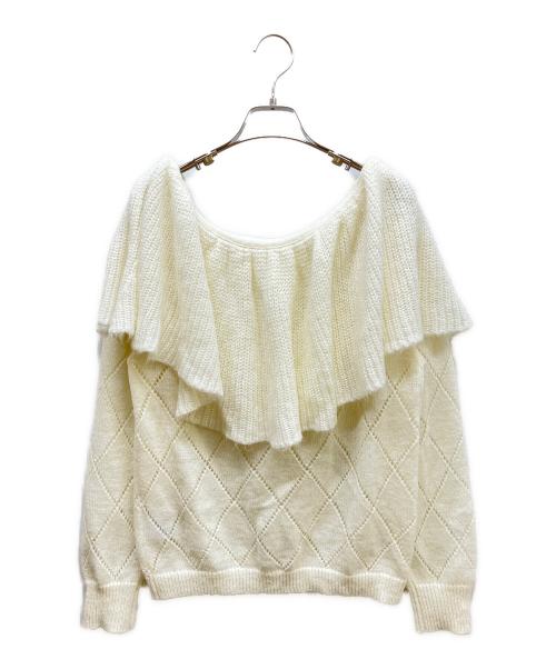 cygne（シーニュ）cygne (シーニュ) フリルカラー プルオーバー ニット ホワイト サイズ:SIZE Freeの古着・服飾アイテム