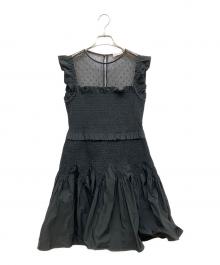RED VALENTINO（レッドヴァレンティノ）の古着「ノースリーブギャザーワンピース」｜ブラック