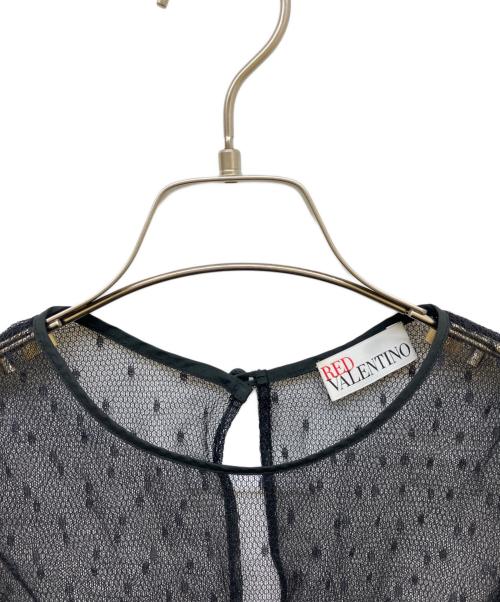 RED VALENTINO（レッドヴァレンティノ）RED VALENTINO (レッドヴァレンティノ) ノースリーブギャザーワンピース ブラック サイズ:40の古着・服飾アイテム
