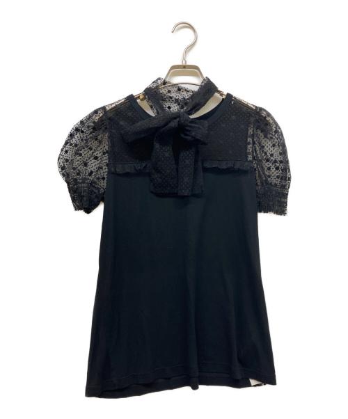 RED VALENTINO（レッドヴァレンティノ）RED VALENTINO (レッドヴァレンティノ) チュール切替カットソー ブラック サイズ:SIZE Sの古着・服飾アイテム