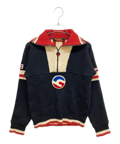 Hysteric Glamour（ヒステリックグラマー）Hysteric Glamour (ヒステリックグラマー) ハーフジップニット ブラック×アイボリー サイズ:FREEの古着・服飾アイテム