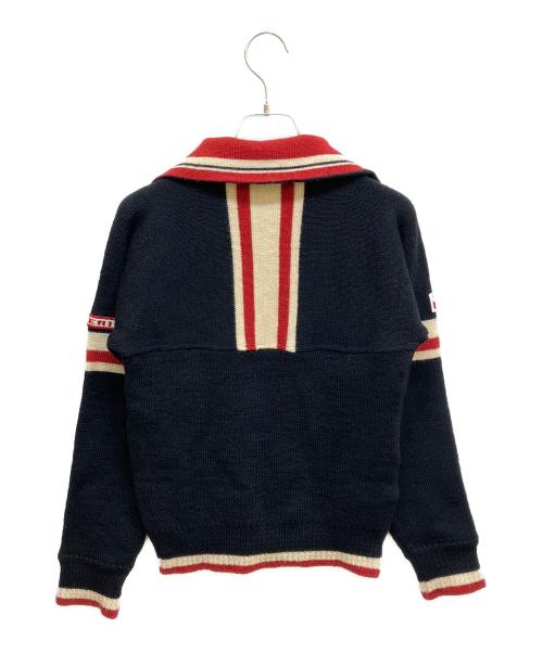 Hysteric Glamour（ヒステリックグラマー）Hysteric Glamour (ヒステリックグラマー) ハーフジップニット ブラック×アイボリー サイズ:FREEの古着・服飾アイテム