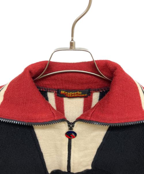 Hysteric Glamour（ヒステリックグラマー）Hysteric Glamour (ヒステリックグラマー) ハーフジップニット ブラック×アイボリー サイズ:FREEの古着・服飾アイテム