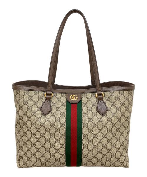 GUCCI（グッチ）GUCCI (グッチ) ラージトートバッグ ベージュ×エボニーの古着・服飾アイテム