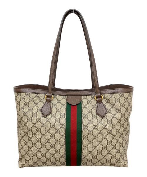 GUCCI（グッチ）GUCCI (グッチ) ラージトートバッグ ベージュ×エボニーの古着・服飾アイテム