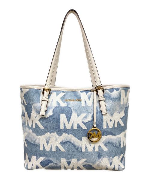MICHAEL KORS（マイケル・コース）MICHAEL KORS (マイケル・コース) ジェットセット トラベル トートバック ホワイト×ブルーの古着・服飾アイテム