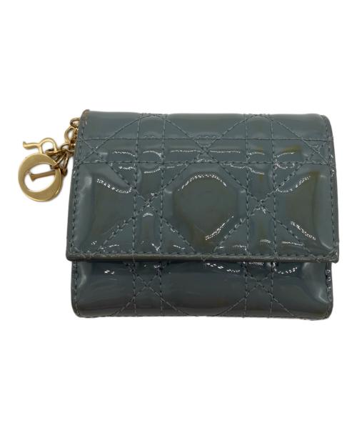 Christian Dior（クリスチャン ディオール）Christian Dior (クリスチャン ディオール) レディディオールロータスウォレット ブルーの古着・服飾アイテム