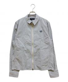 FRED PERRY（フレッドペリー）の古着「Striped Seersucker Zip Through Overshirt」｜ホワイト